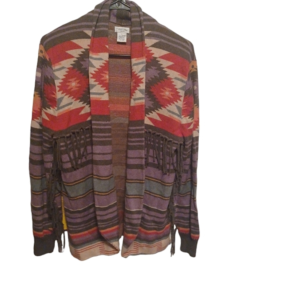 Tasha Polezzi open shawl collar cardigan sweater western/ southwestern v…
